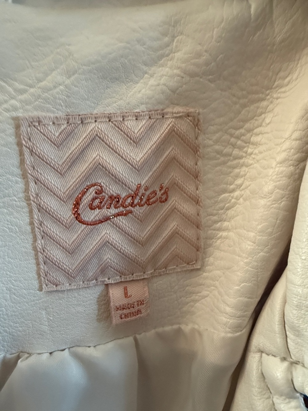 Candie's White Faux-Leather Floral Embroidered Moto Jacket - Picture 2 of 5